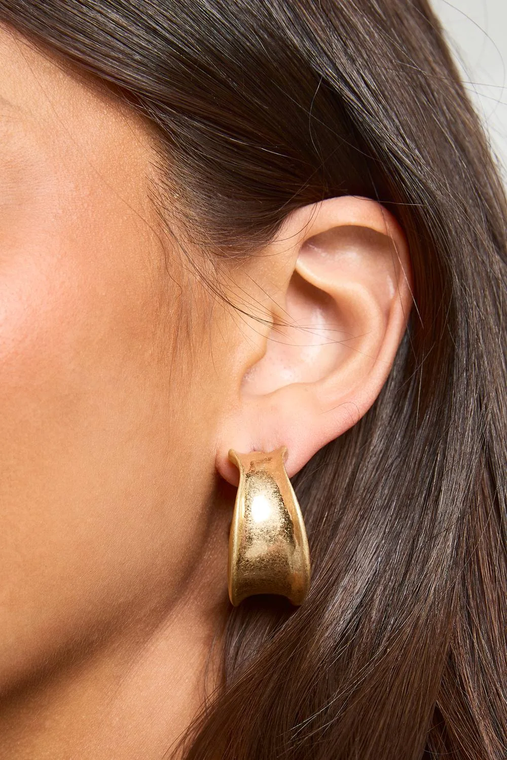 Brushed Gold Abstract Hoop Earrings by boohoo