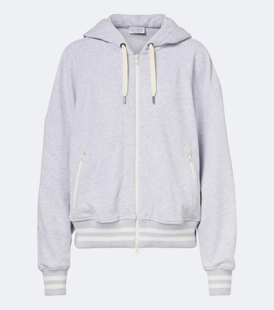 Cotton Jersey Zip-Up Hoodie by Brunello Cucinelli