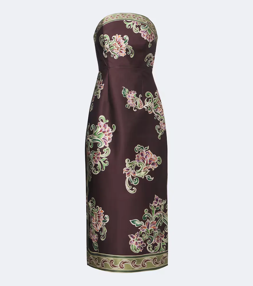 Josie Floral Strapless Bustier Dress by Alemais