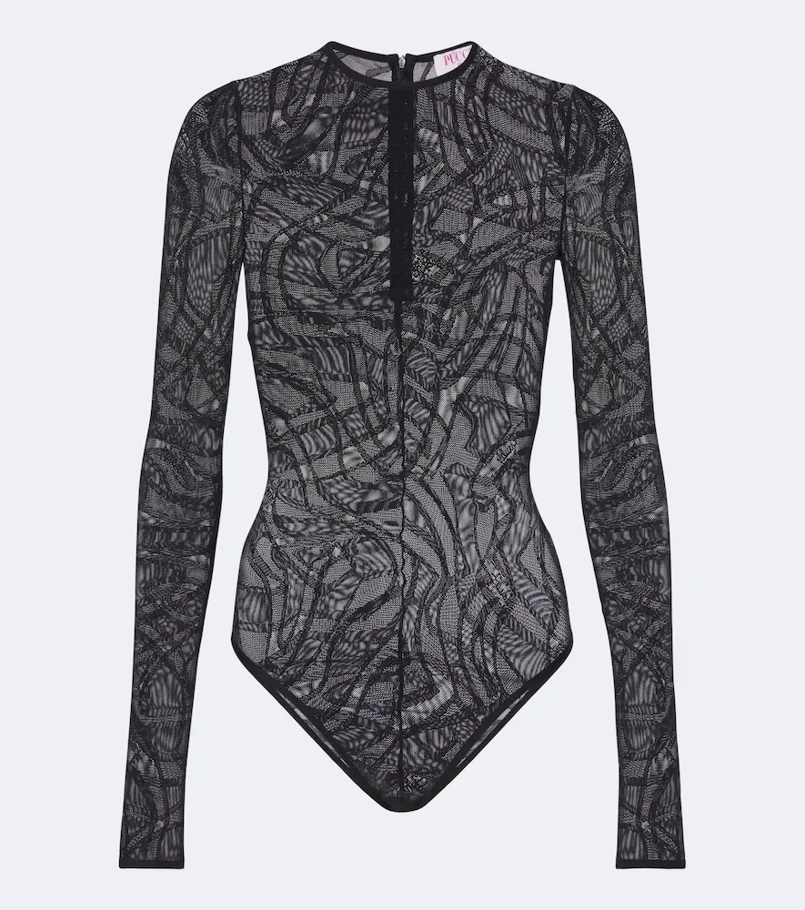 Labirinto Jacquard Tulle Bodysuit by Pucci
