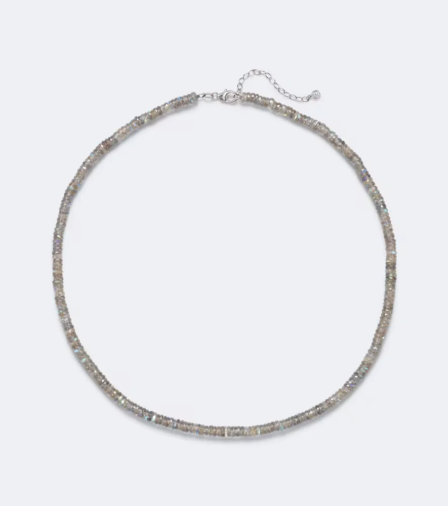 14kt Gold Beaded Necklace with Quartz and Diamonds by Sydney Evan