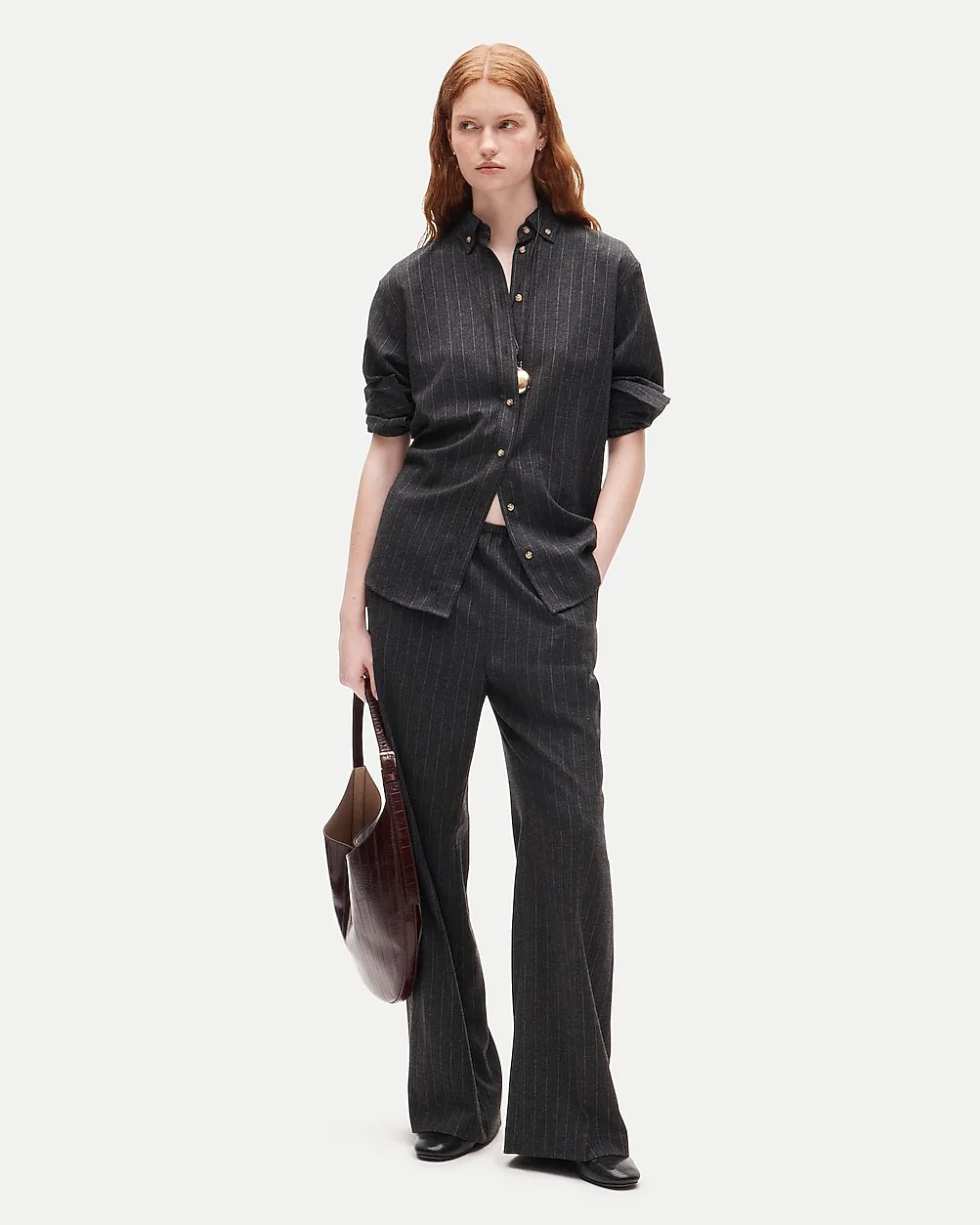 Cosmo Pant in Pinstriped Italian Wool Blend by J.Crew