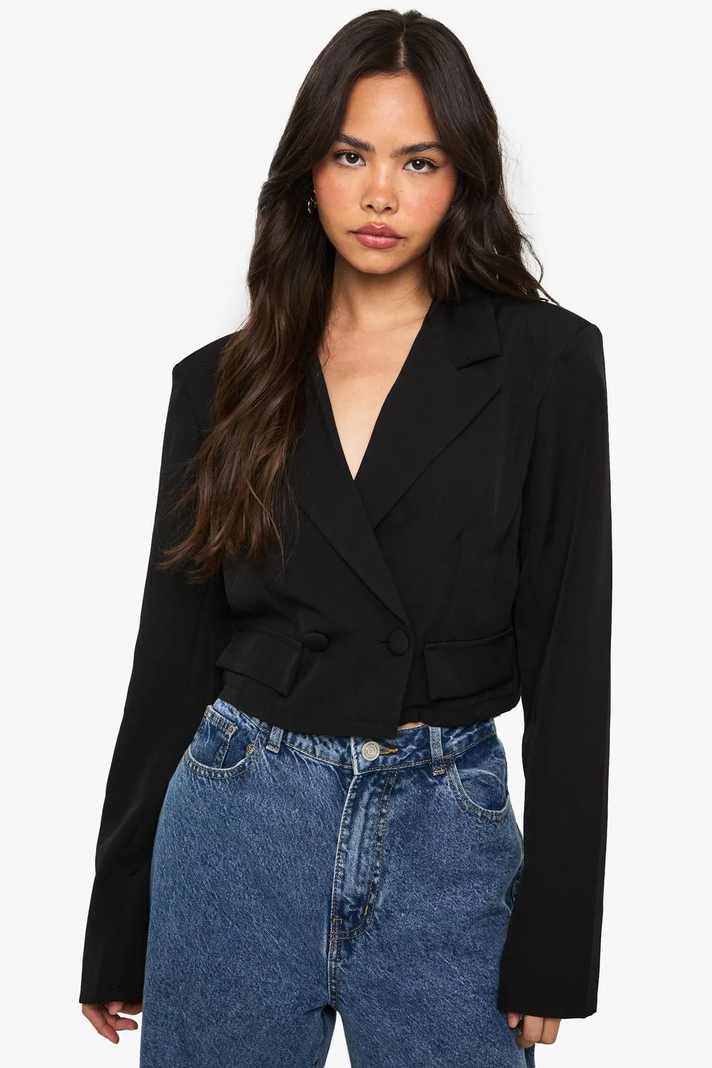 Pocket Detail Boxy Cropped Blazer by boohoo