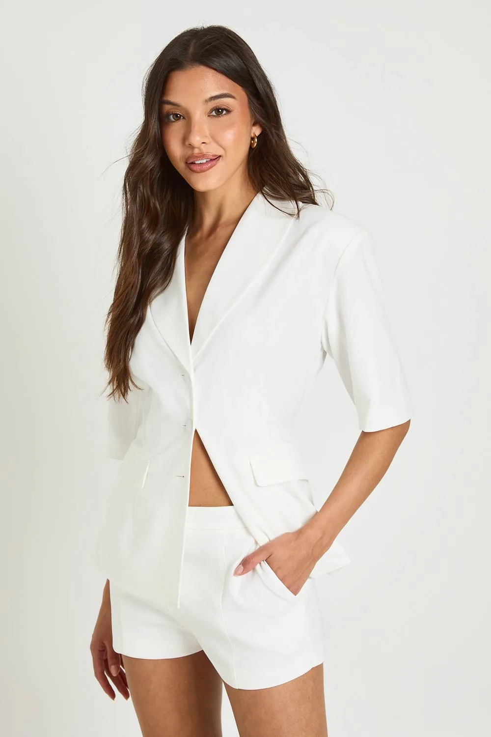 Seam Detail Tailored Shorts by boohoo