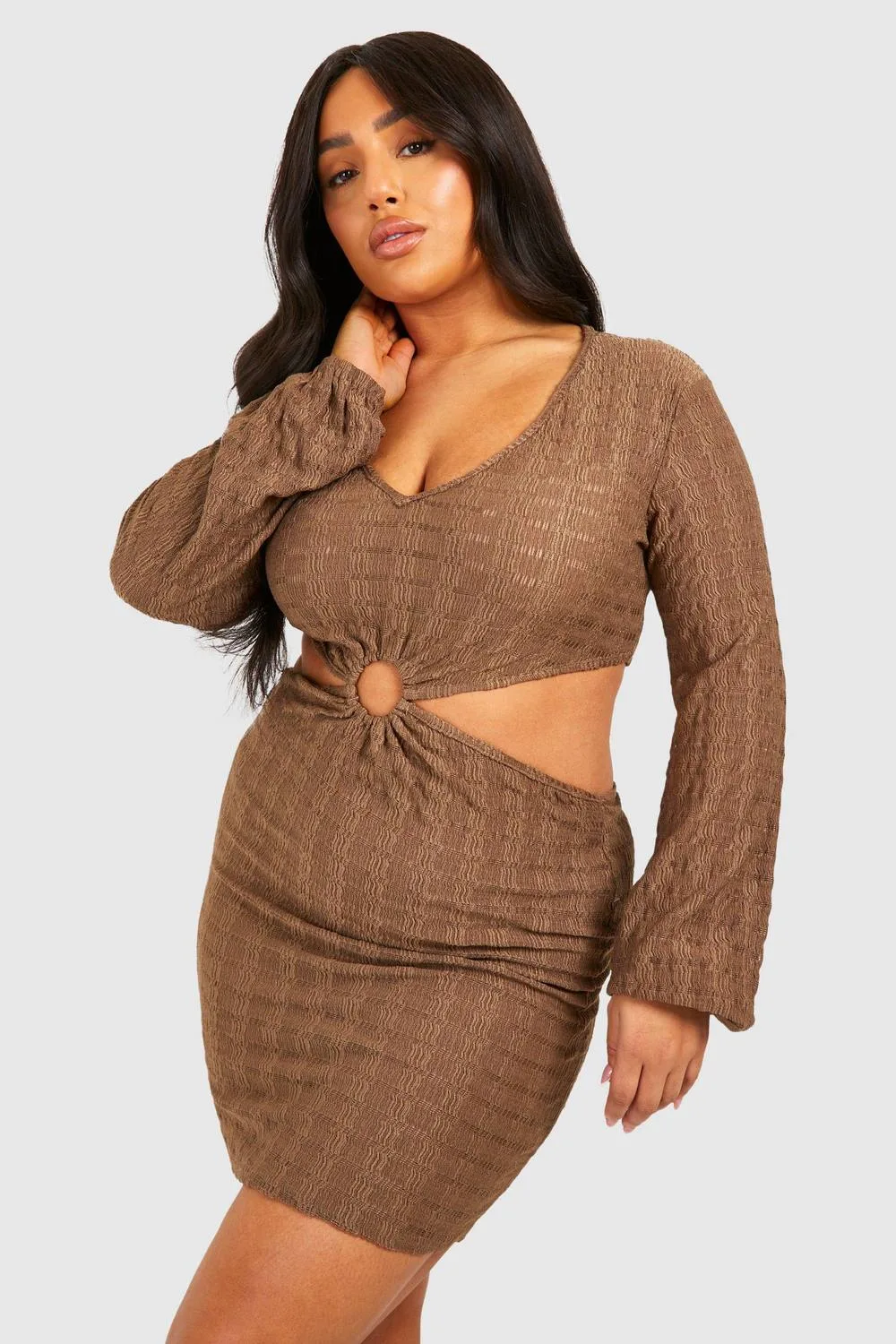 Jersey Knitted O-Ring Beach Dress by boohoo