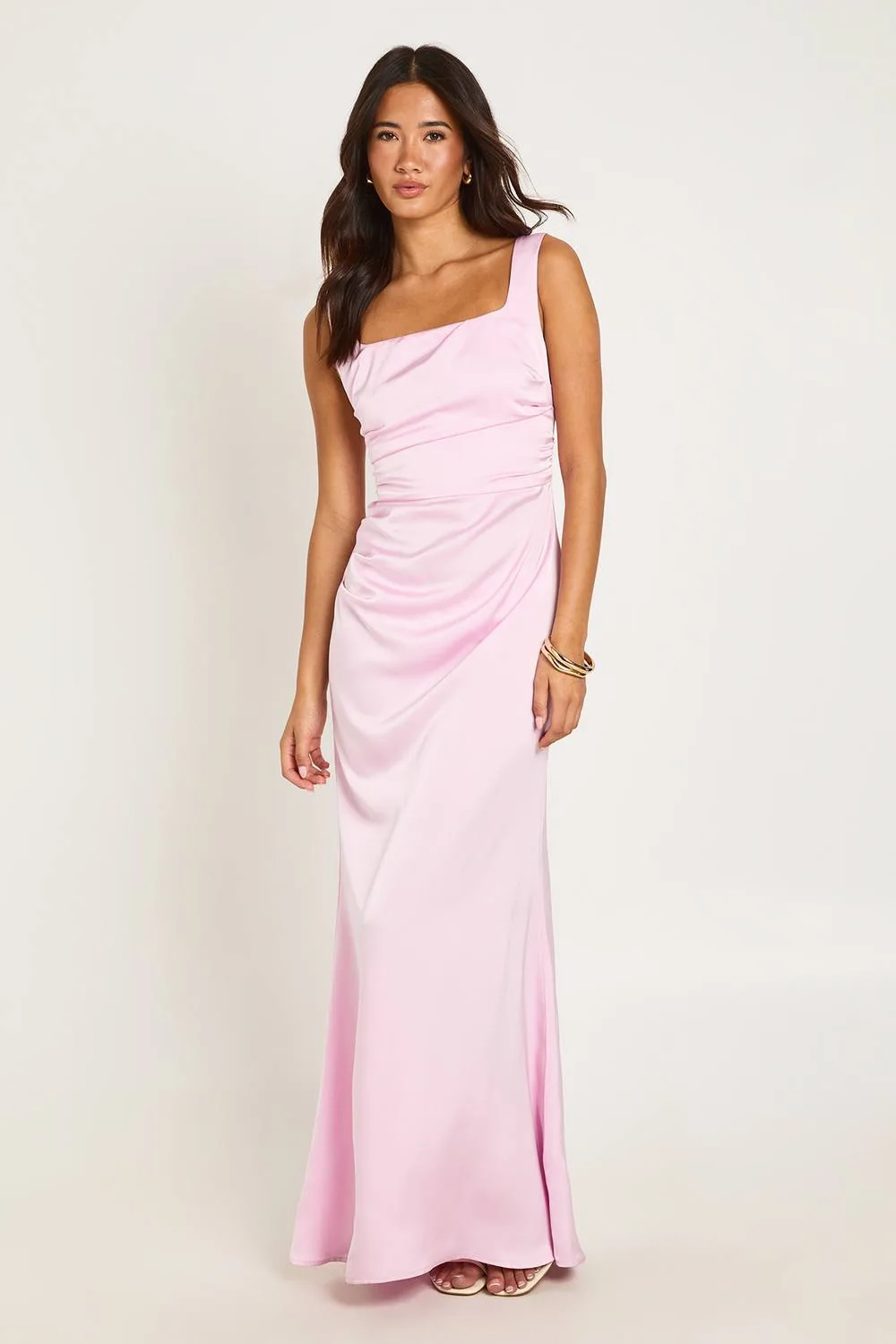 Satin Corset Detail Maxi Dress with Neck Scarf by boohoo
