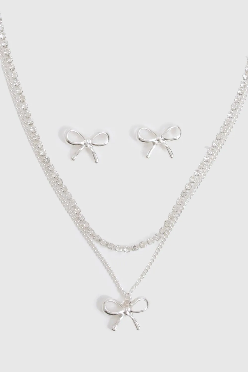 Embellished Bow Detail Jewellery Set by boohoo