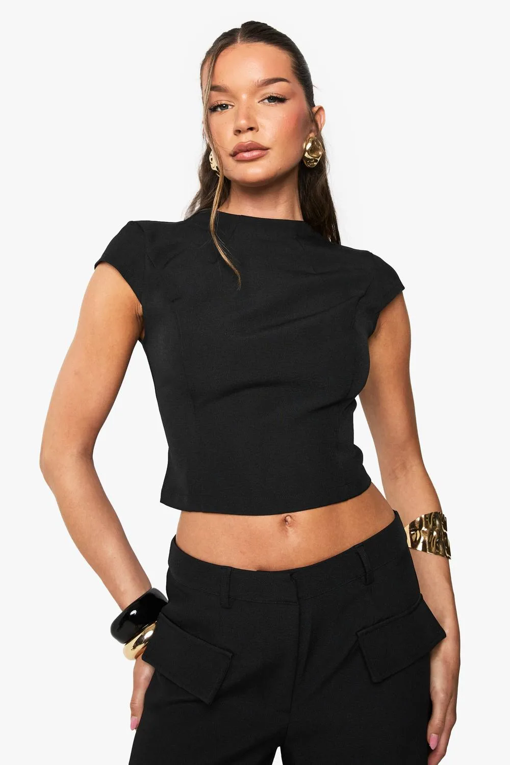 High Neck Tailored Top by boohoo