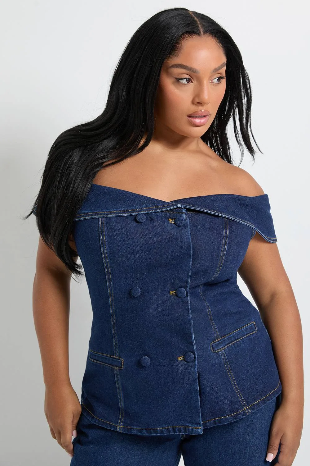 Bardot Button Down Denim Top by boohoo
