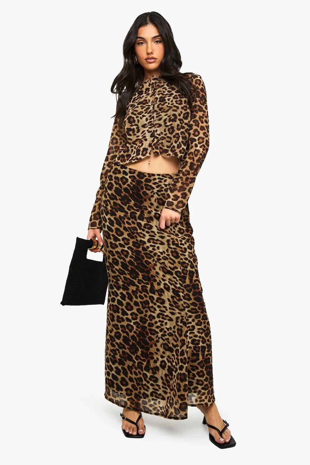 Leopard Print Woven Maxi Skirt by boohoo
