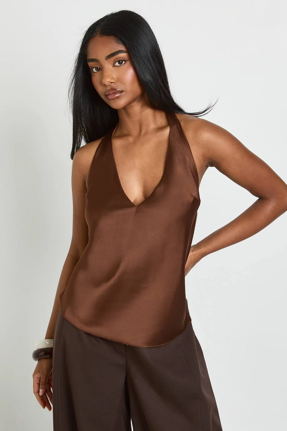Halter Plunge Swing Cami Top