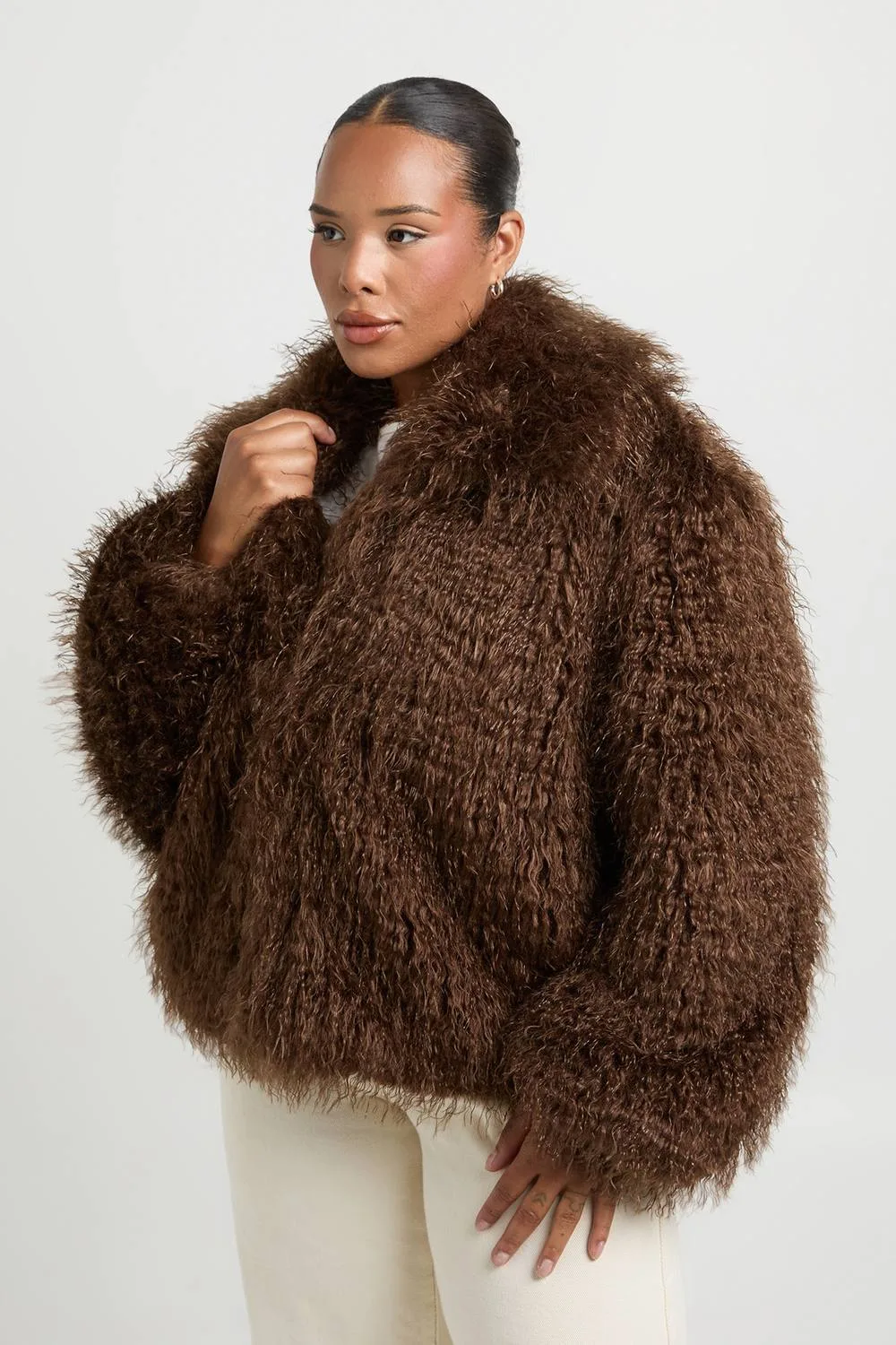 Mongolian Faux Fur Jacket by boohoo