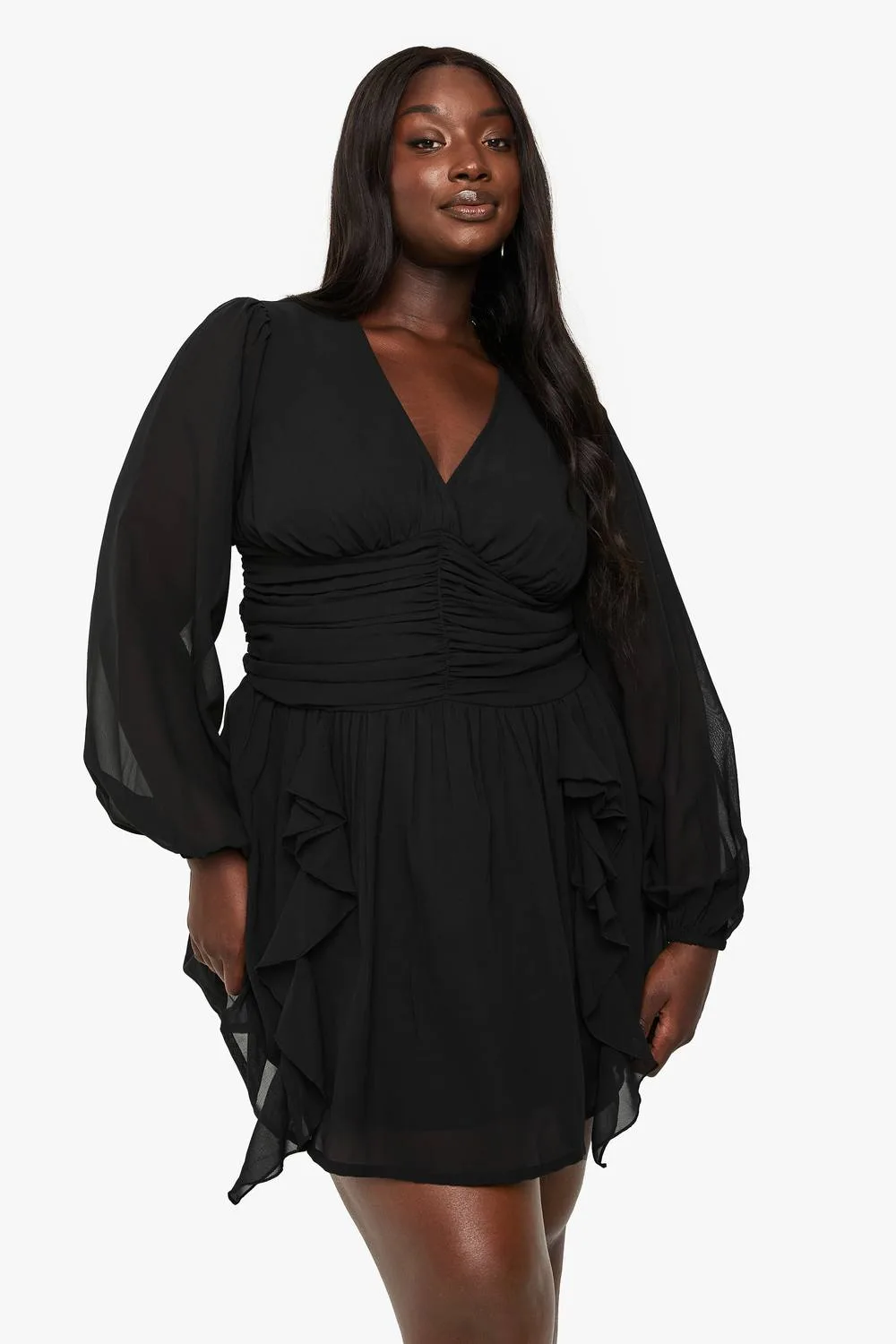 Chiffon Ruffle Skater Dress