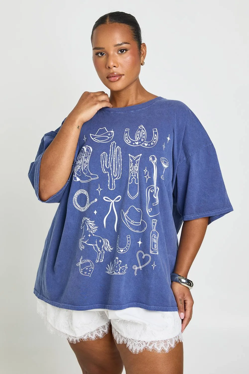 Cowboy Printed T-Shirt by boohoo