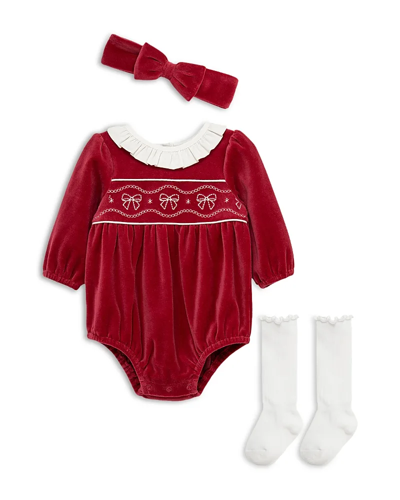 Bows Bubble Bodysuit, Headband & Socks Set by Little Me