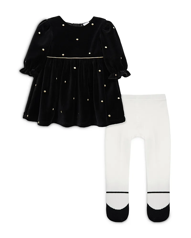 Gold Dot Dress & Tights Set by Little Me