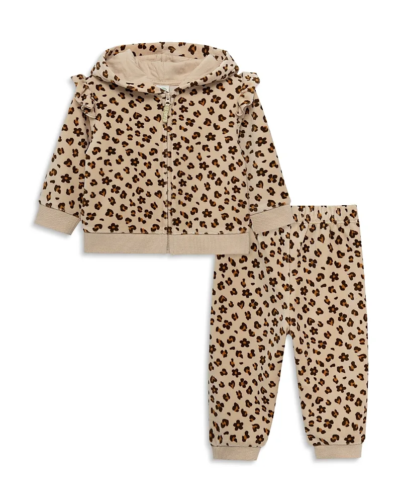 Leopard Print Cotton Blend Hoodie & Pants Set by Little Me