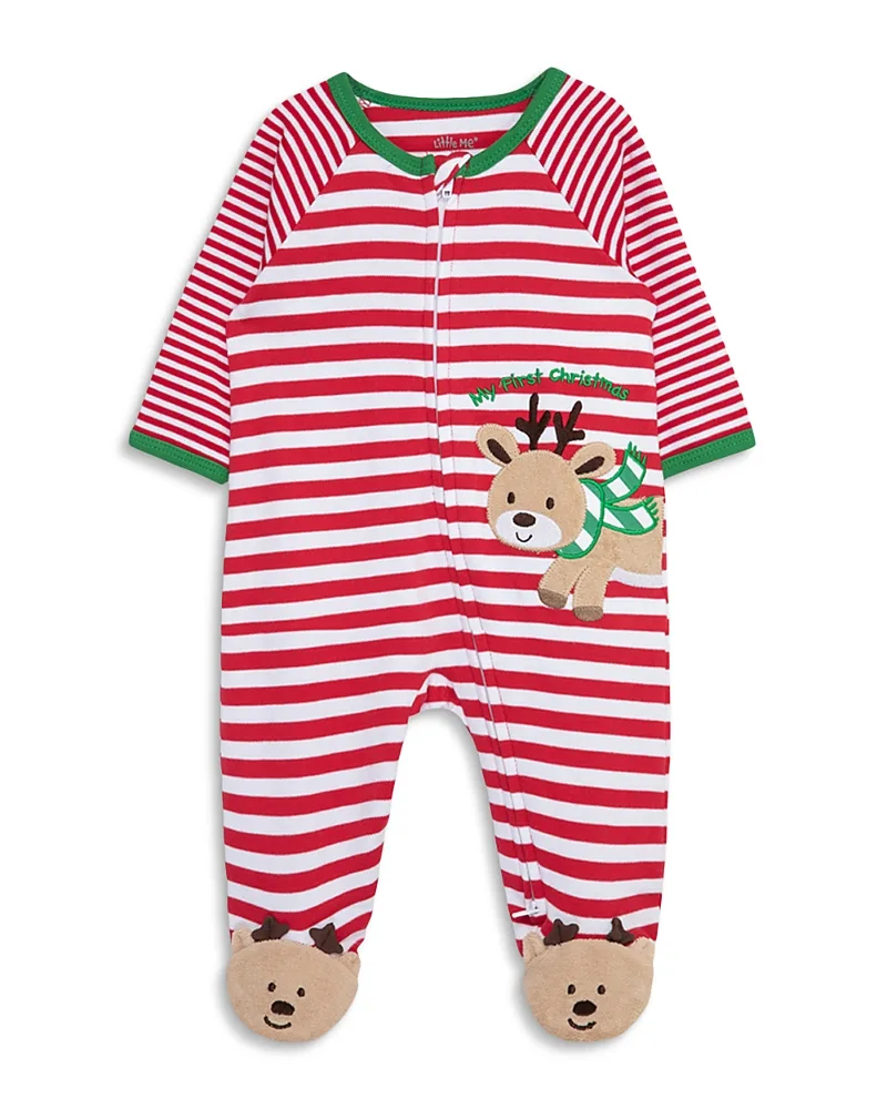 Reindeer Striped Cotton Footie by Little Me