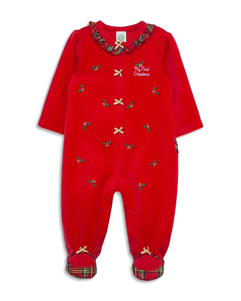 Holly Plaid Velour Footie by Little Me