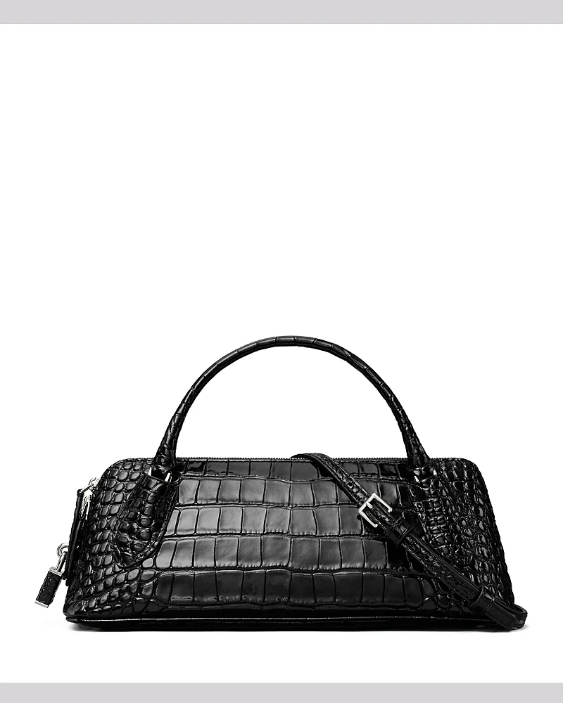 Lock Croc Embossed Leather Convertible Handbag by Tory Burch