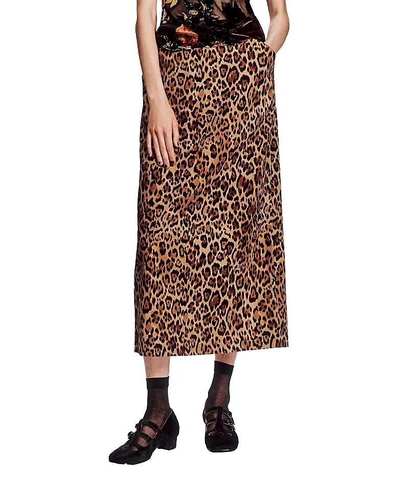 Leopard Denim Skirt by Anna Sui