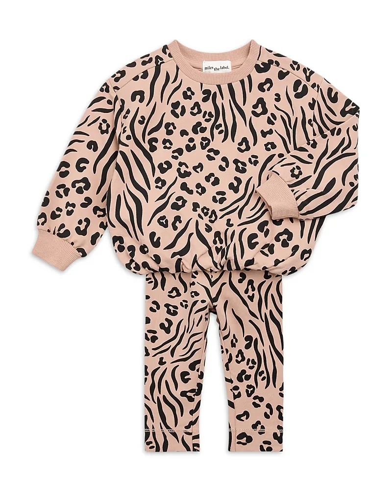 Spots & Stripes Cotton Blend Sweatshirt & Leggings Set by Miles The Label