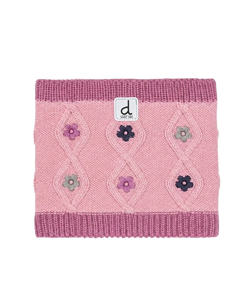 Floral Embroidered Fleece-Lined Knit Neckwarmer by Deux Par Deux