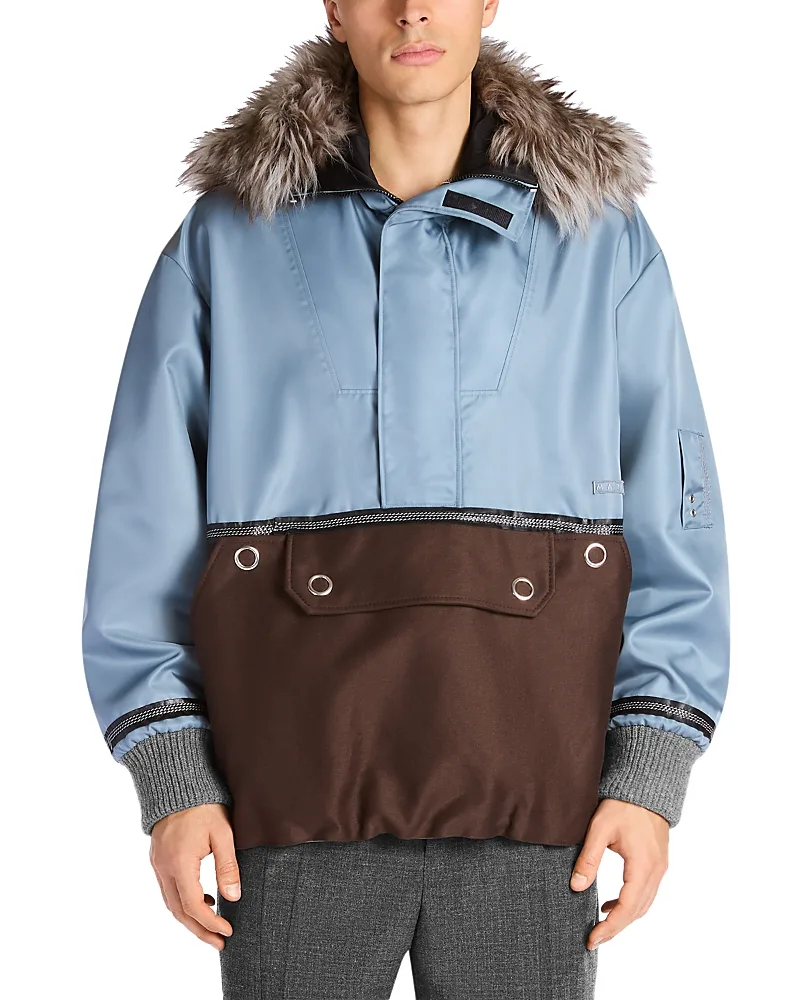 Fur Trim Hooded Color Block Jacket by Marni