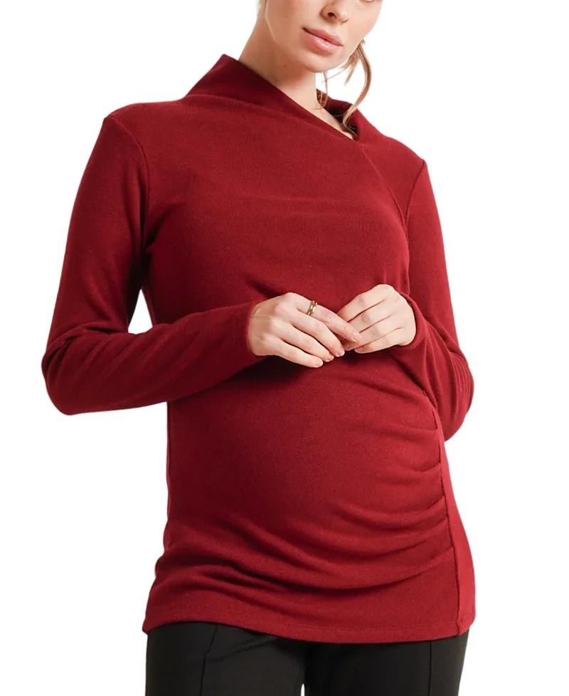Claire Asymmetric Neck Sweater by Nom Maternity