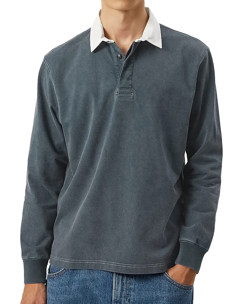 Contrast Collar Long Sleeve Polo by Corridor