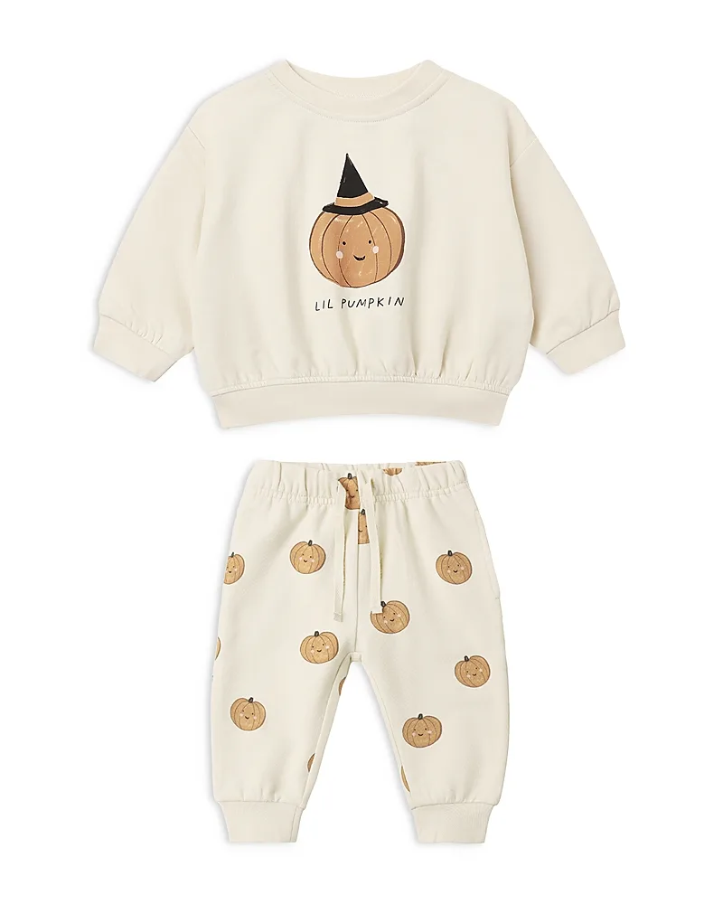 Reagan Holiday Pumpkin Cotton Blend Sweatshirt & Pants Set by Quincy Mae