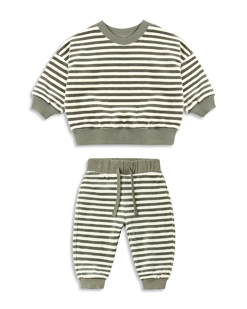 Velour Cotton Striped Top & Pants Set by Quincy Mae