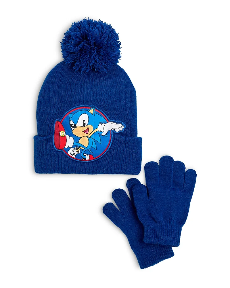 Sonic Skater Ribbed Knit Beanie & Gloves Set by Capelli