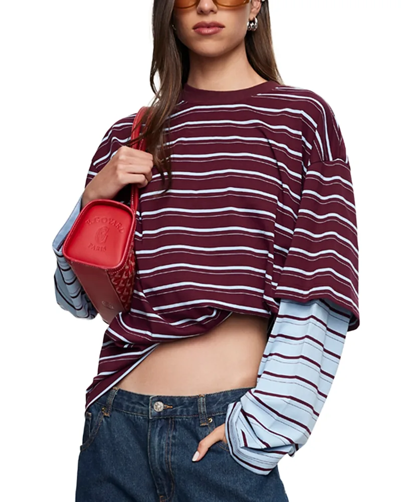 Bottega Striped Layered Long Sleeve Tee by Lioness