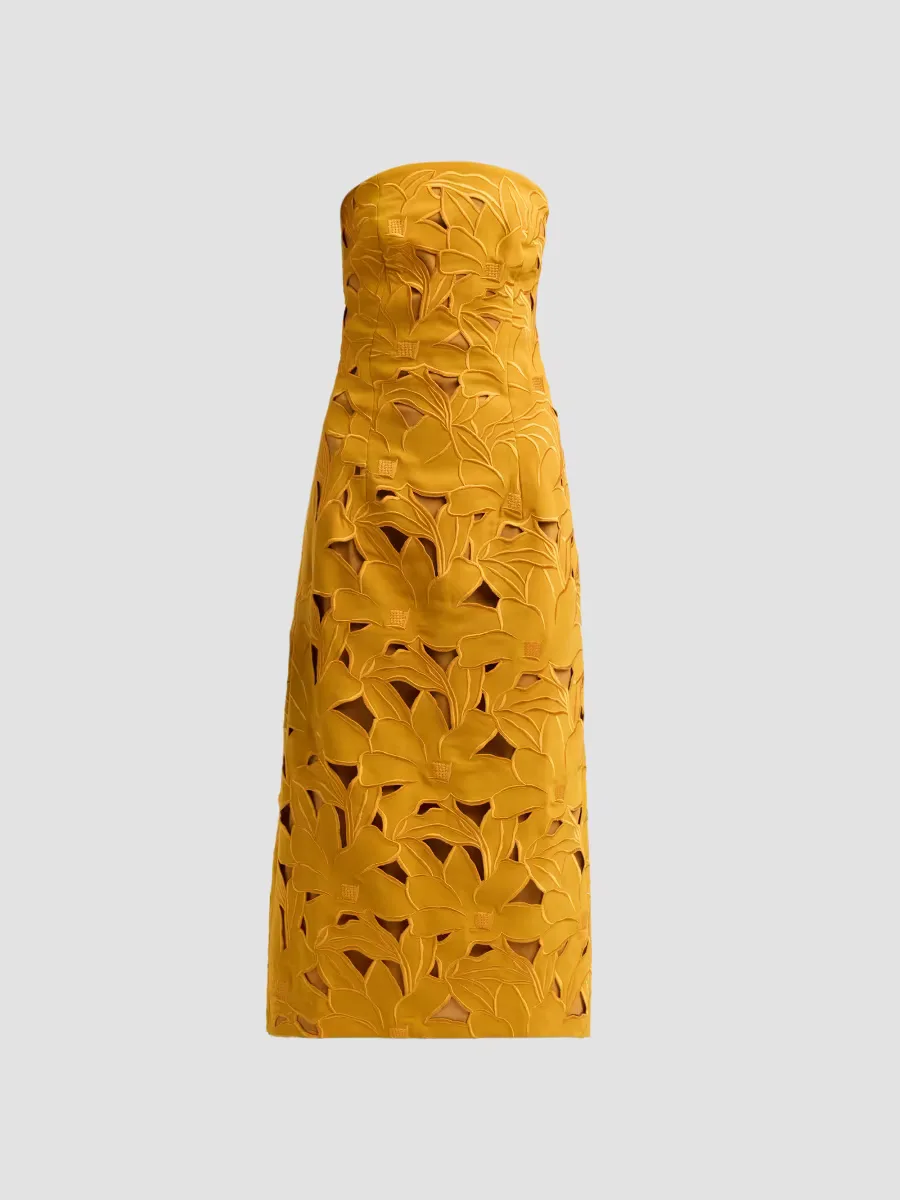 Pamela Embroidered Strapless Midi Dress by SACHIN BABI