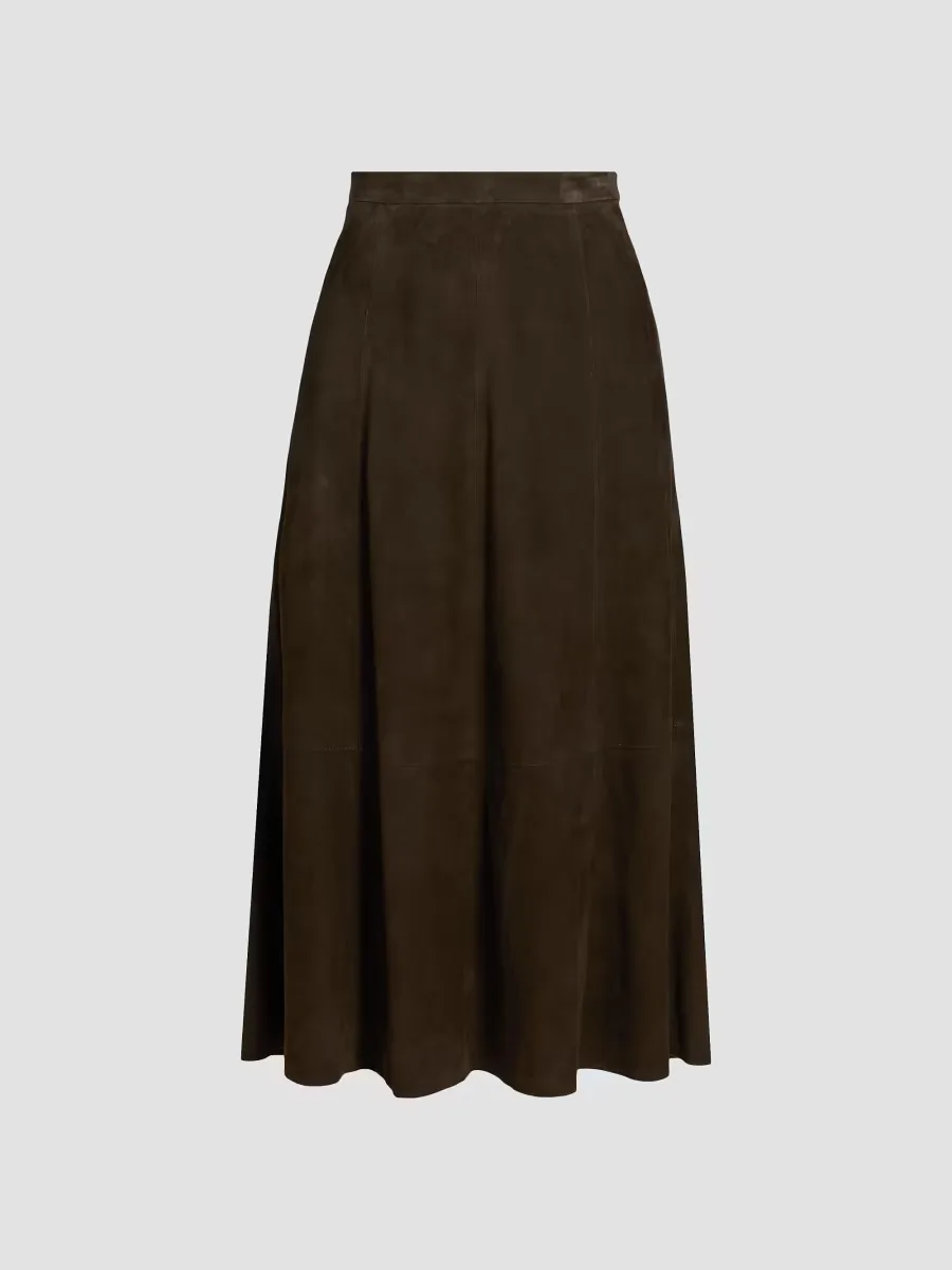 Flared Suede Midi-Skirt by Vince