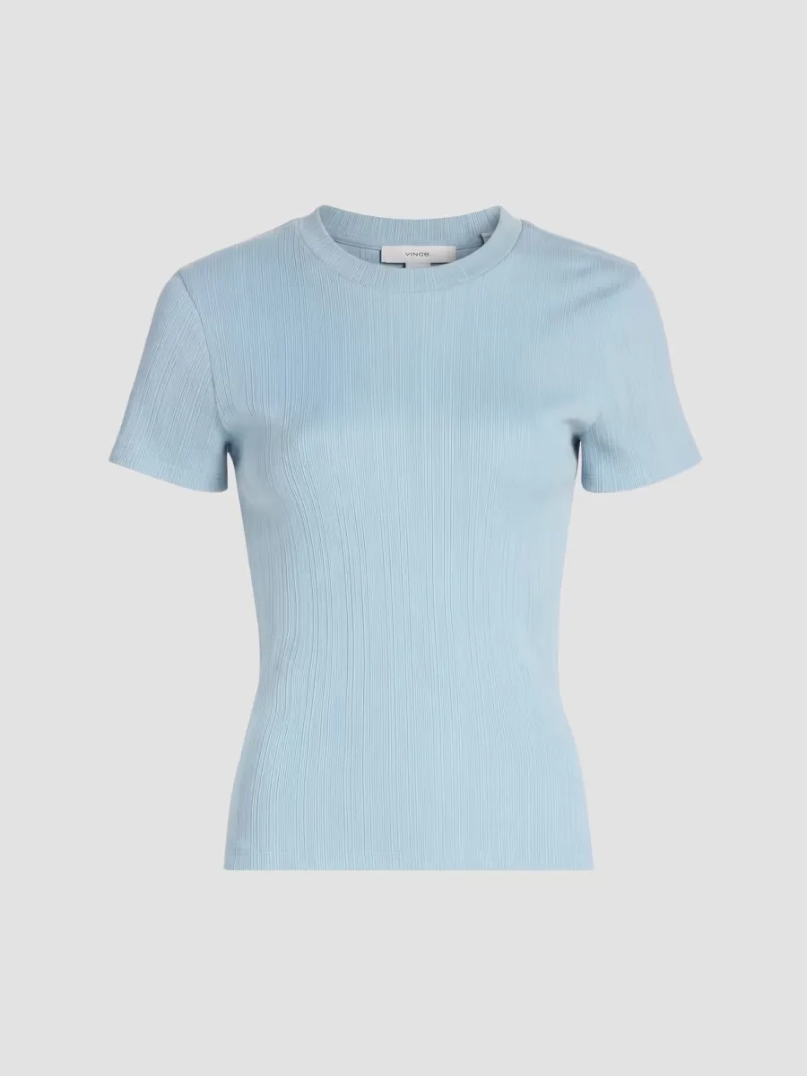 Rib-Knit Mock Turtleneck Short-Sleeve Top by Vince