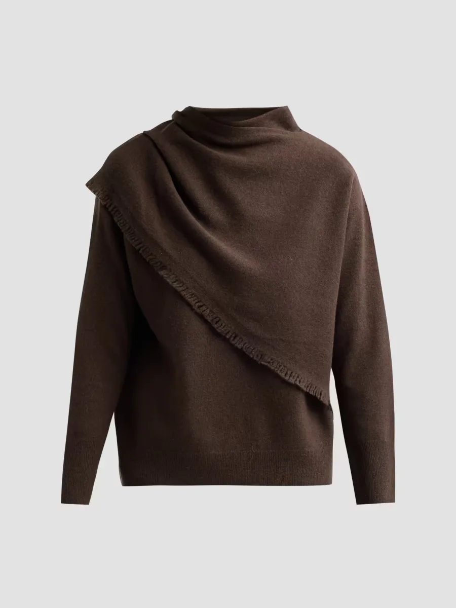 Draped Fringe Scarf Sweater by Vince