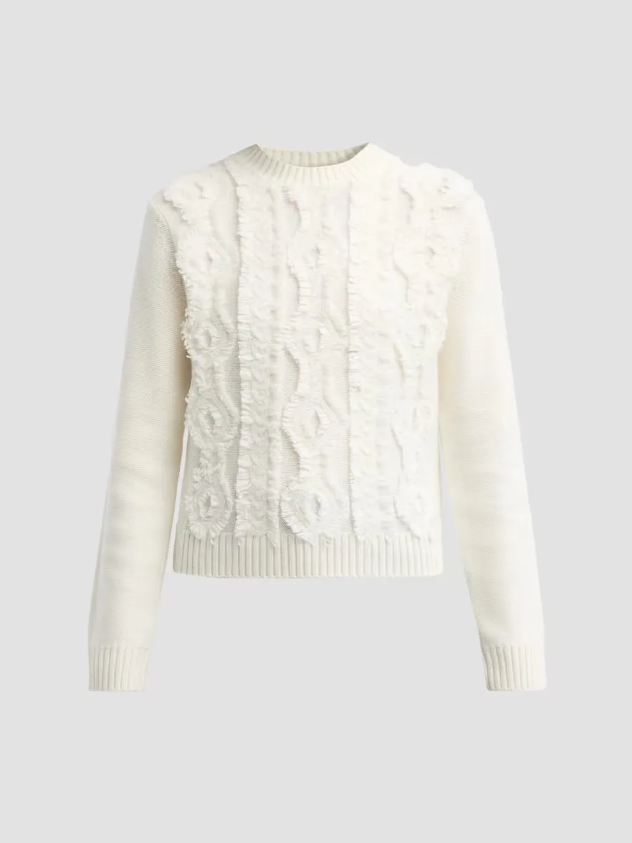 Cut Float Cable-Knit Crewneck Sweater by Vince
