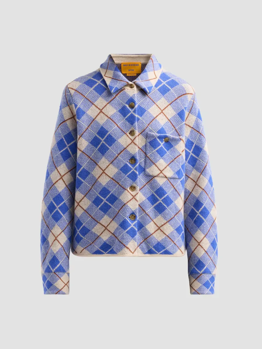 Dylan Plaid Cashmere-Knit Shirt by Guest in Residence