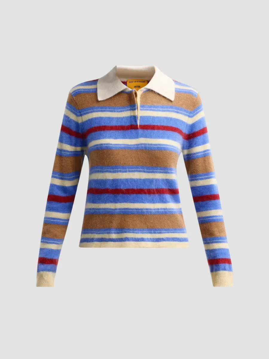 Grizzly Cashmere Crop Rugby Sweater by Guest in Residence