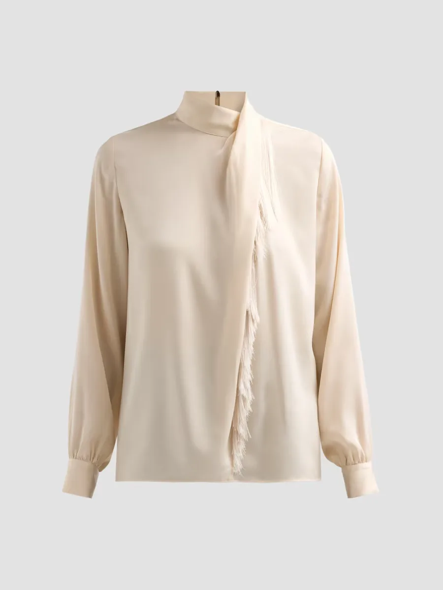 Jaden Fringe Stretch-Silk Blouse by Elie Tahari