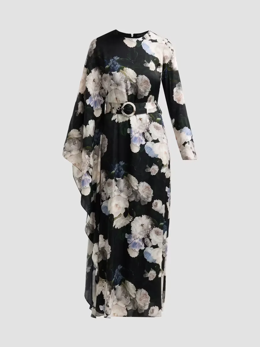 Aurelia Floral Silk-Blend Belted Maxi Dress by Elie Tahari