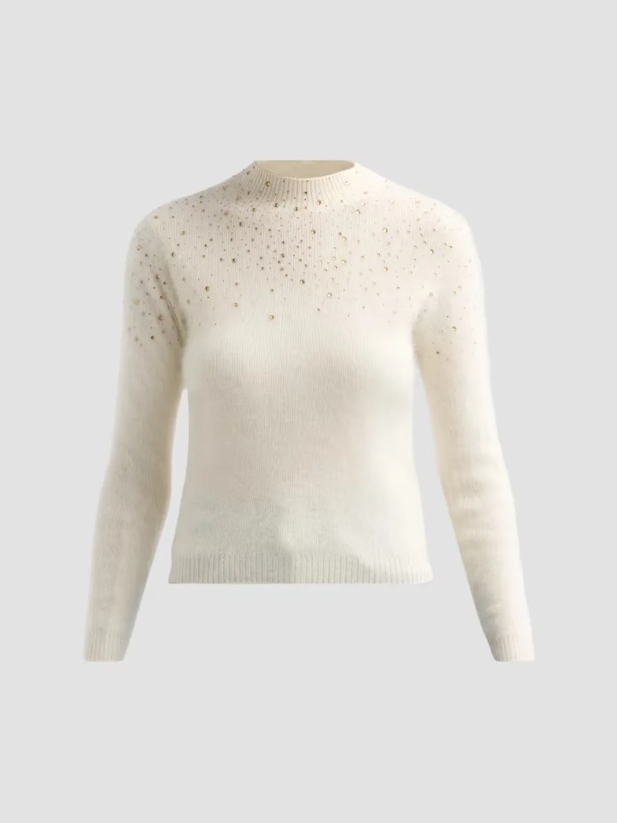 Andi Embellished Cashmere Mock-Turtleneck Sweater by Elie Tahari