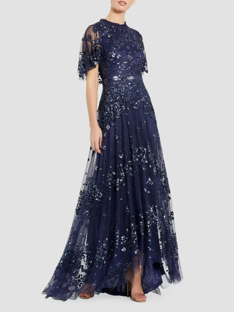 Mac Duggal Sequin-Embellished A-Line Tulle Gown by M.A.C.