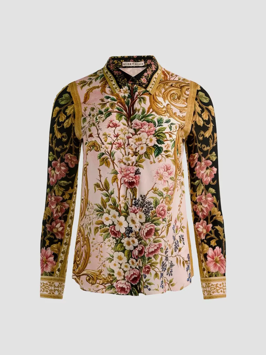Willa Floral Button-Front Top by Alice + Olivia