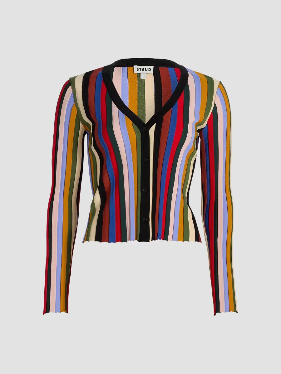 Ezra Striped Cardigan by STAUD