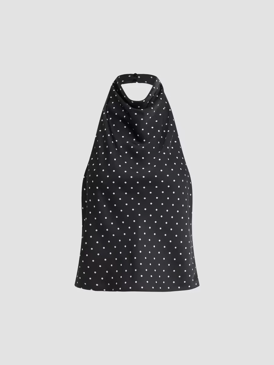 The Ines Polka Dot Draped Halterneck Top by Joe's Jeans