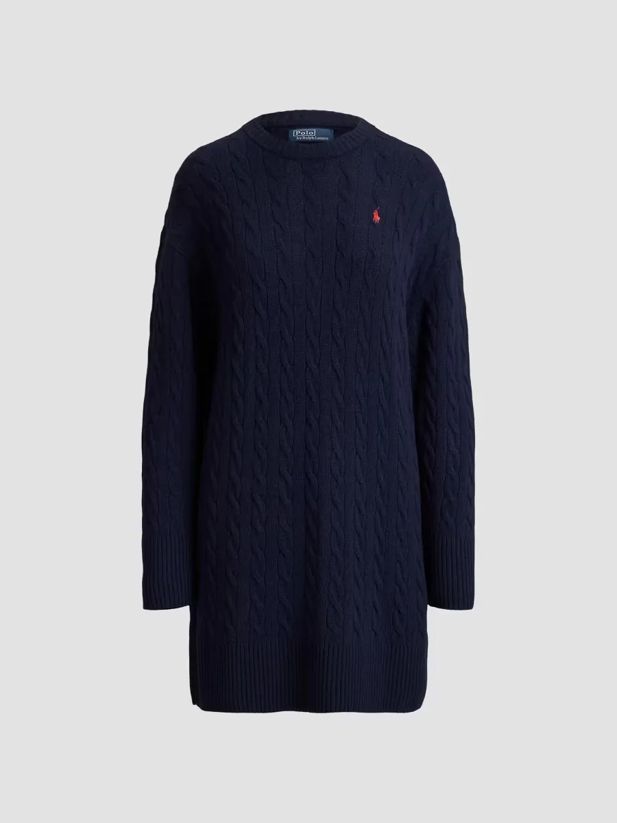 Cable-Knit Wool-Cashmere Sweater Dress by Polo Ralph Lauren