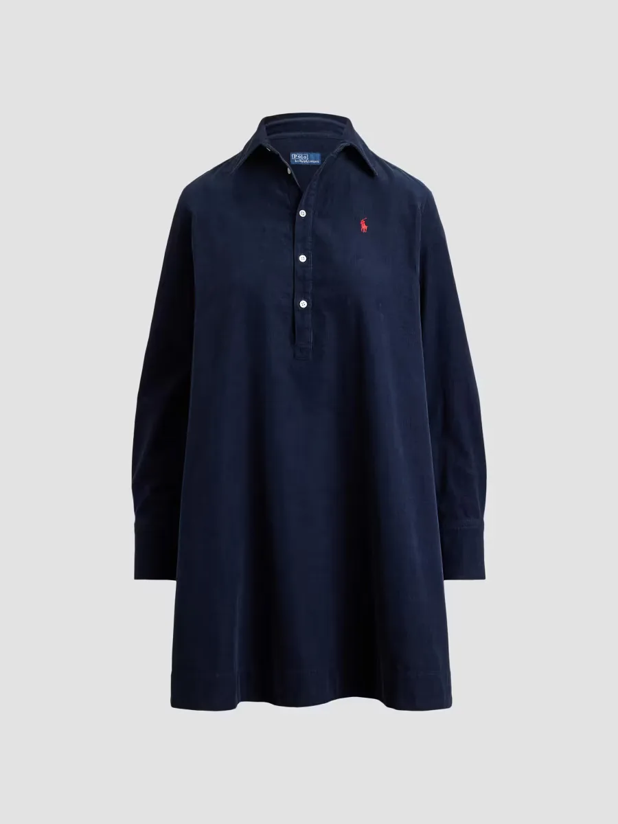Wide-Wale Corduroy A-Line Mini Shirtdress